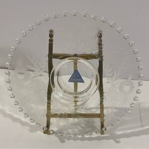 Handmade Imperial Candlewick Etched Glass Plate with Original Sticker